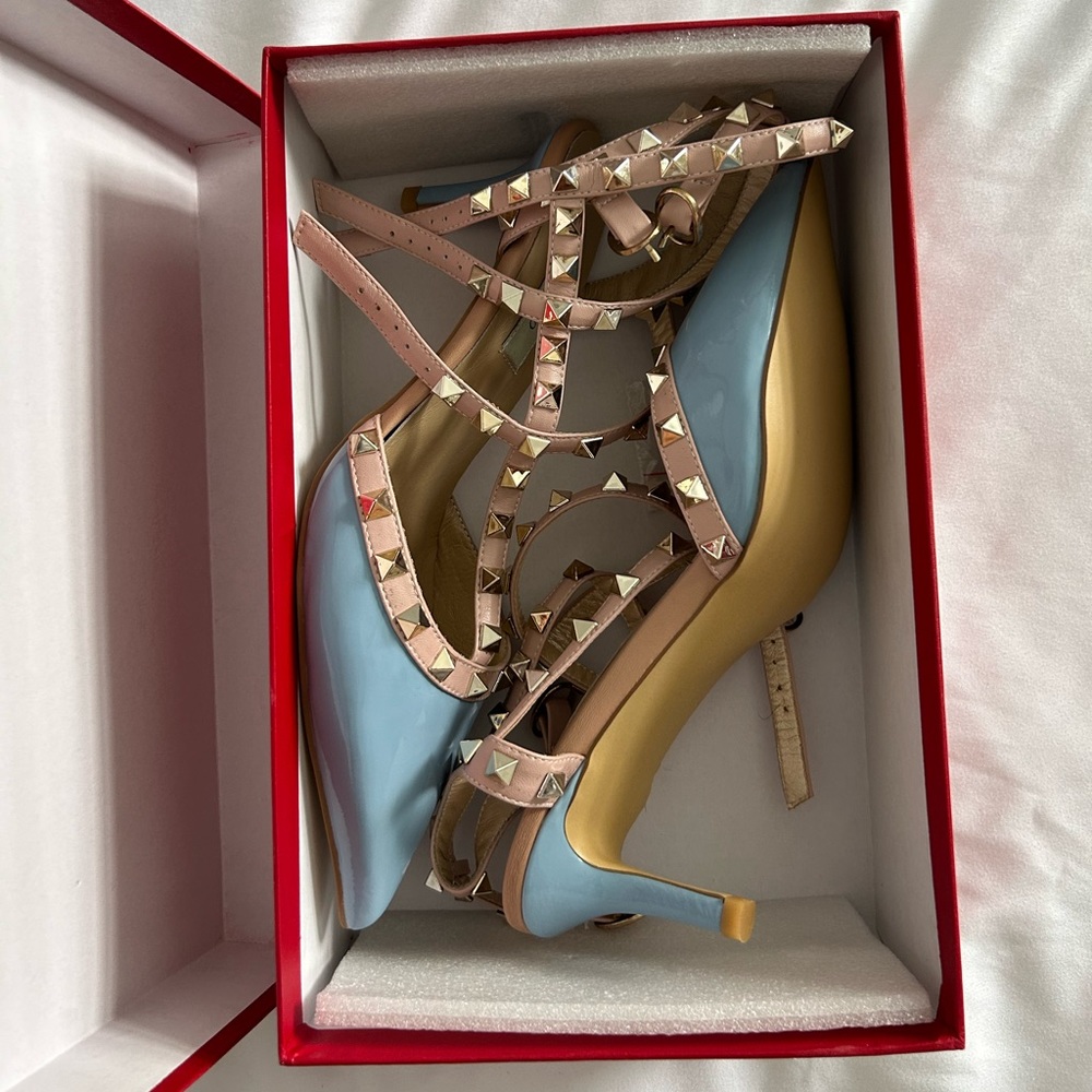 Valentino Heels- blue and pale pink